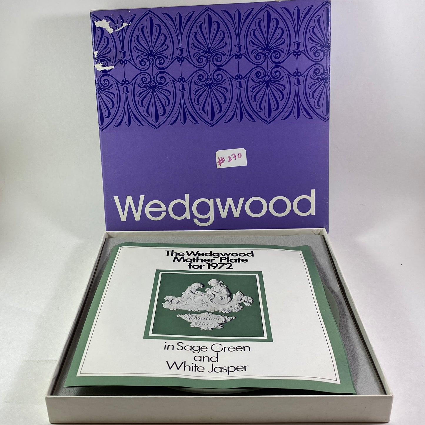 " Mother's Day Gift" Wedgwood Mother Plate 1972 Sage Green Jasper 6.5”