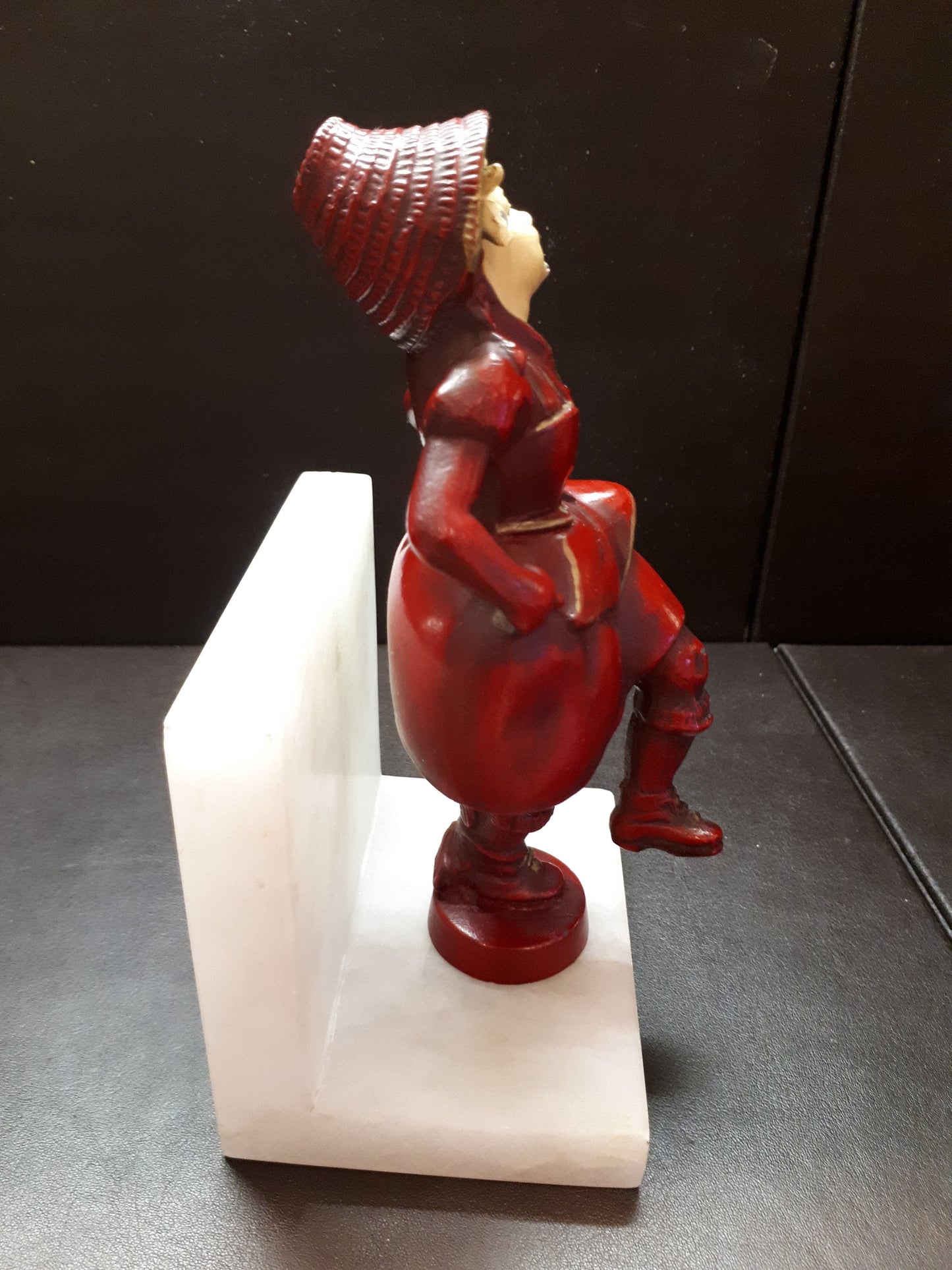 Antique JB HIRSCH Dancing Girl mounted on Marble metal Figurine Bookend RARE !!