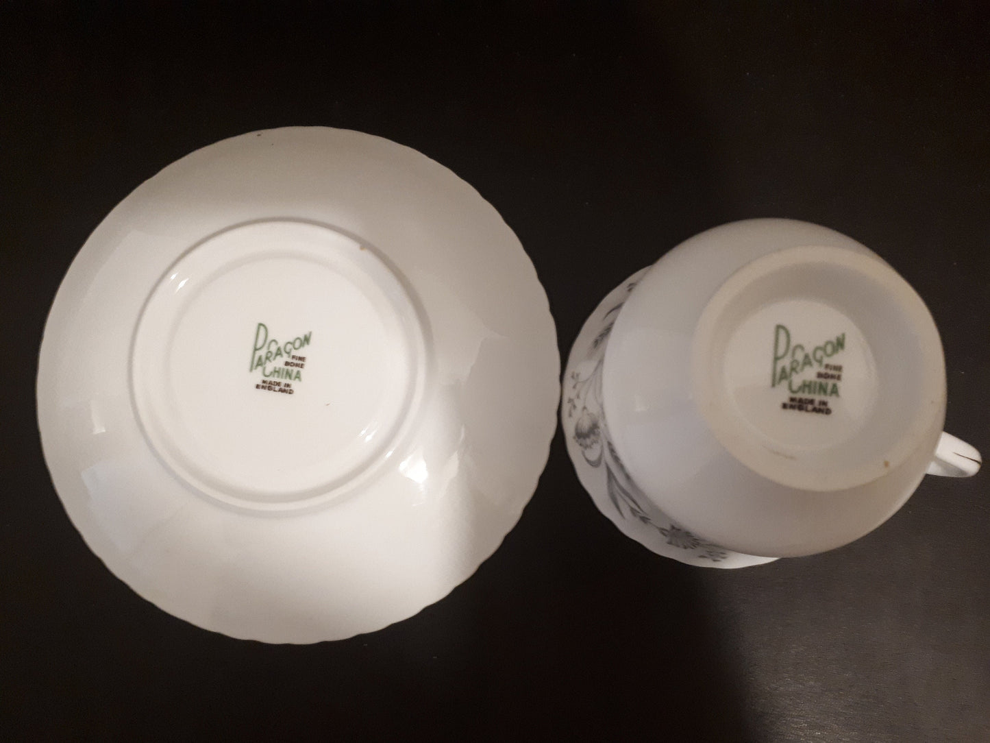Vintage Paragon Tea Cup and Saucer, White Floral with Gold Trim