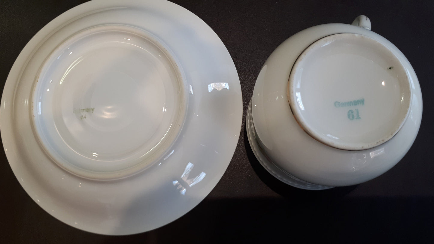 Vintage Germany Tea Cup and Saucer, Pink Rose Buds Design