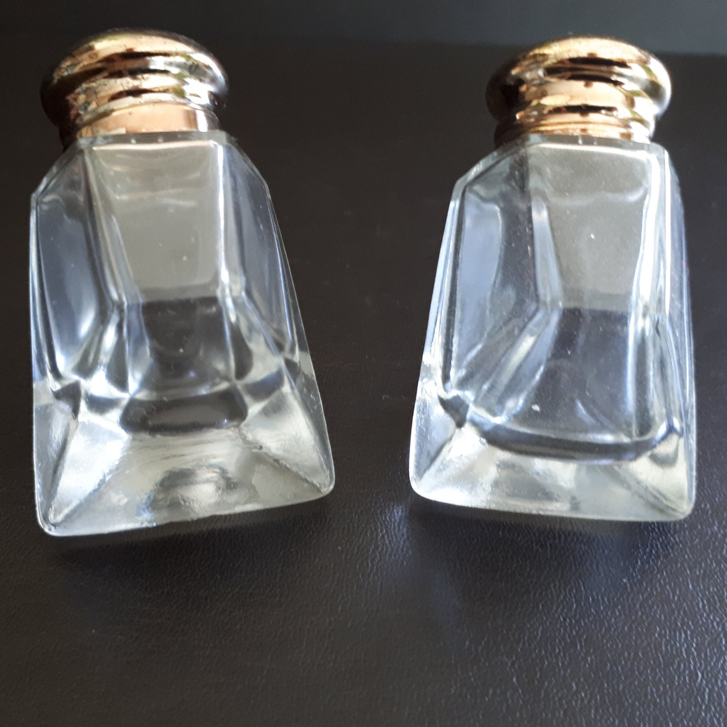 3 Piece Vintage Salt & Pepper shakers in Zinc Basket from Japan