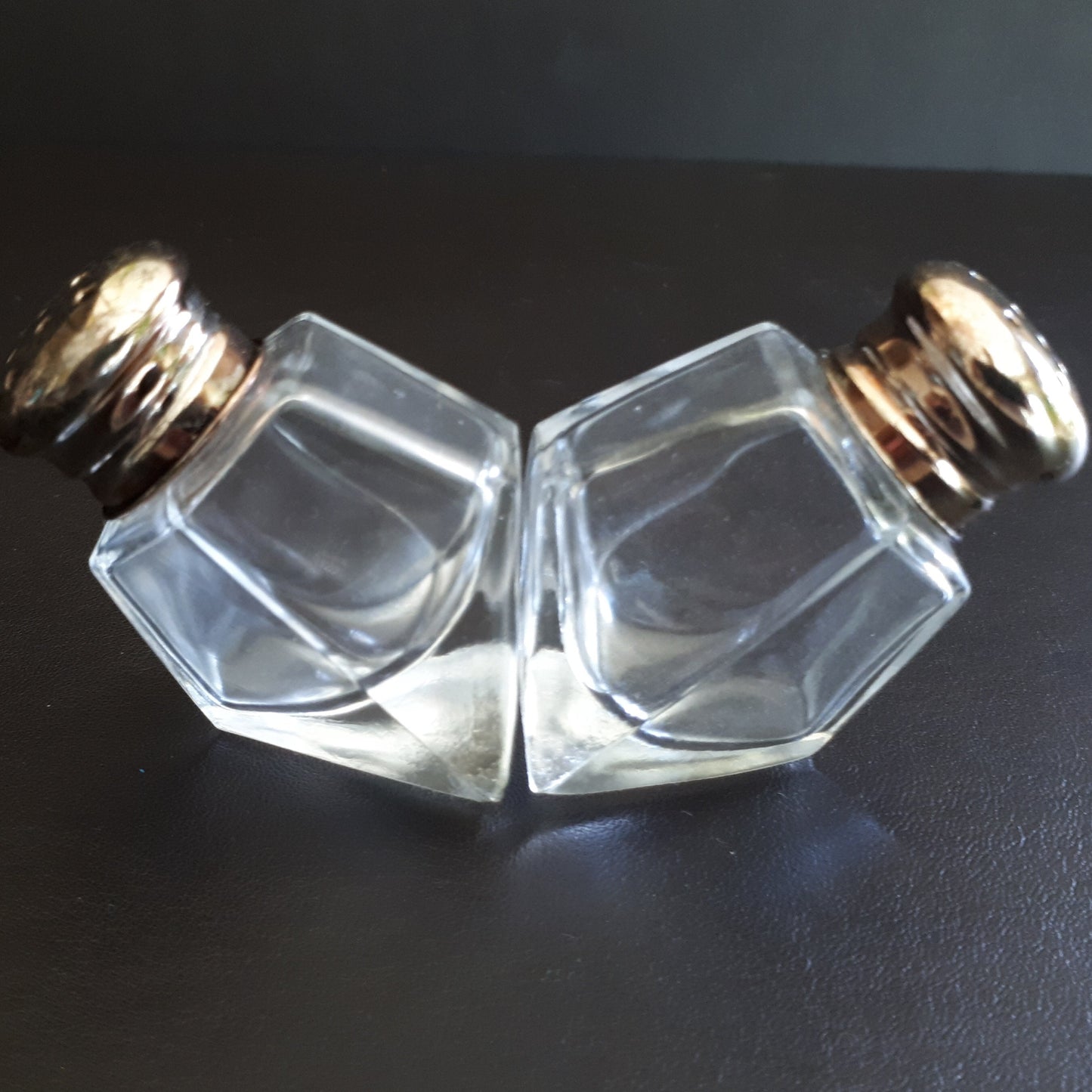 3 Piece Vintage Salt & Pepper shakers in Zinc Basket from Japan