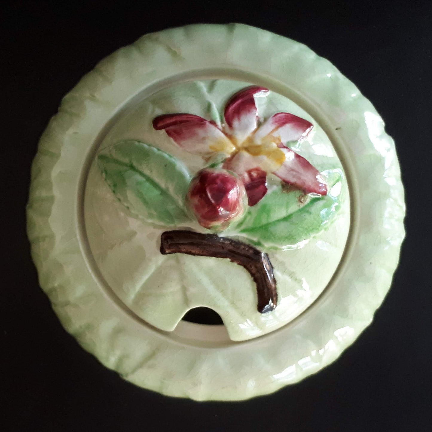 Carlton Ware collectibles Green with Apple Blossom Jam pot Australian design