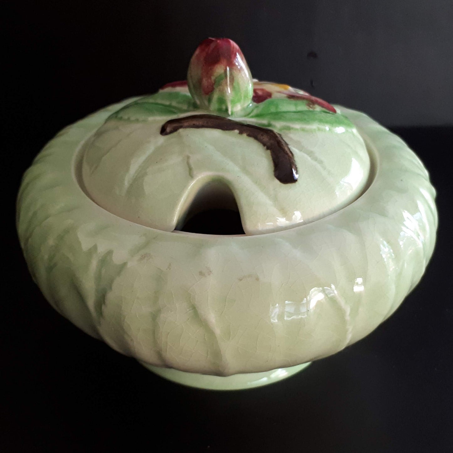 Carlton Ware collectibles Green with Apple Blossom Jam pot Australian design