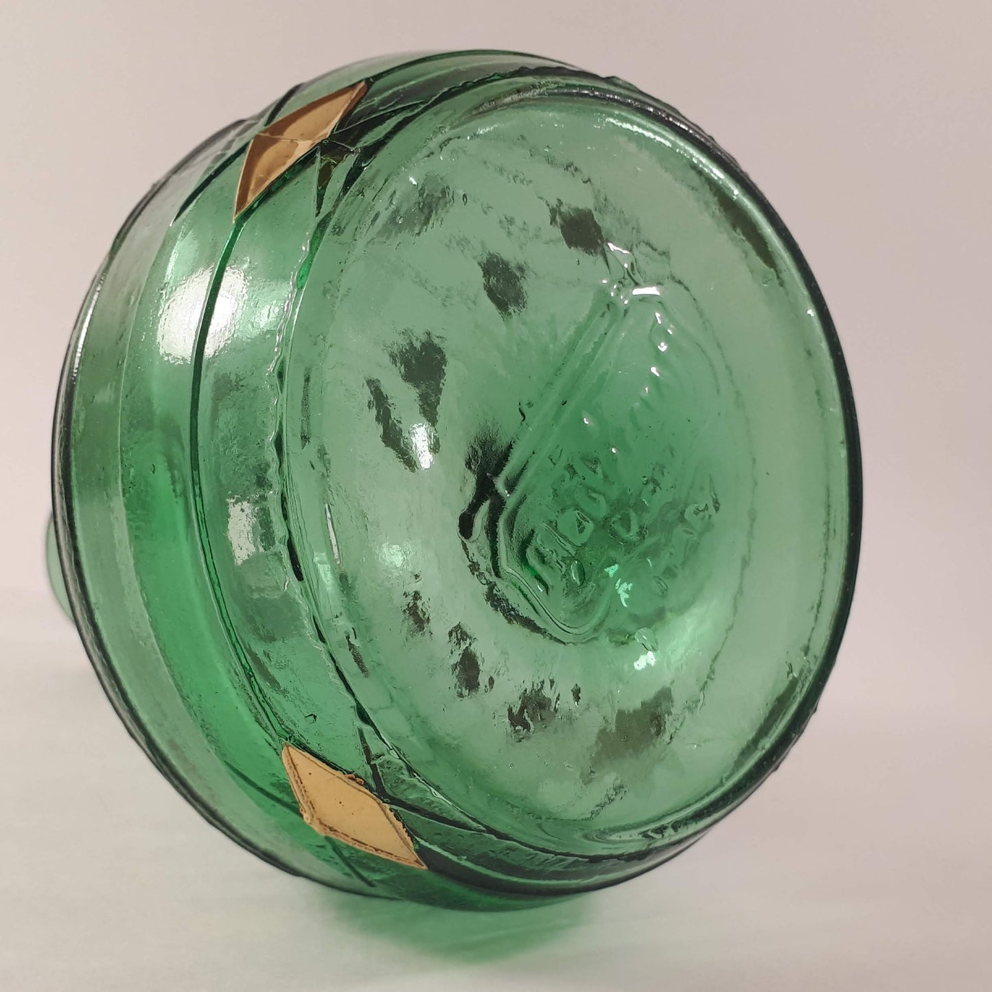 Mastercraft pipes green glass bottle with moon & star vintage Italy Golden Work