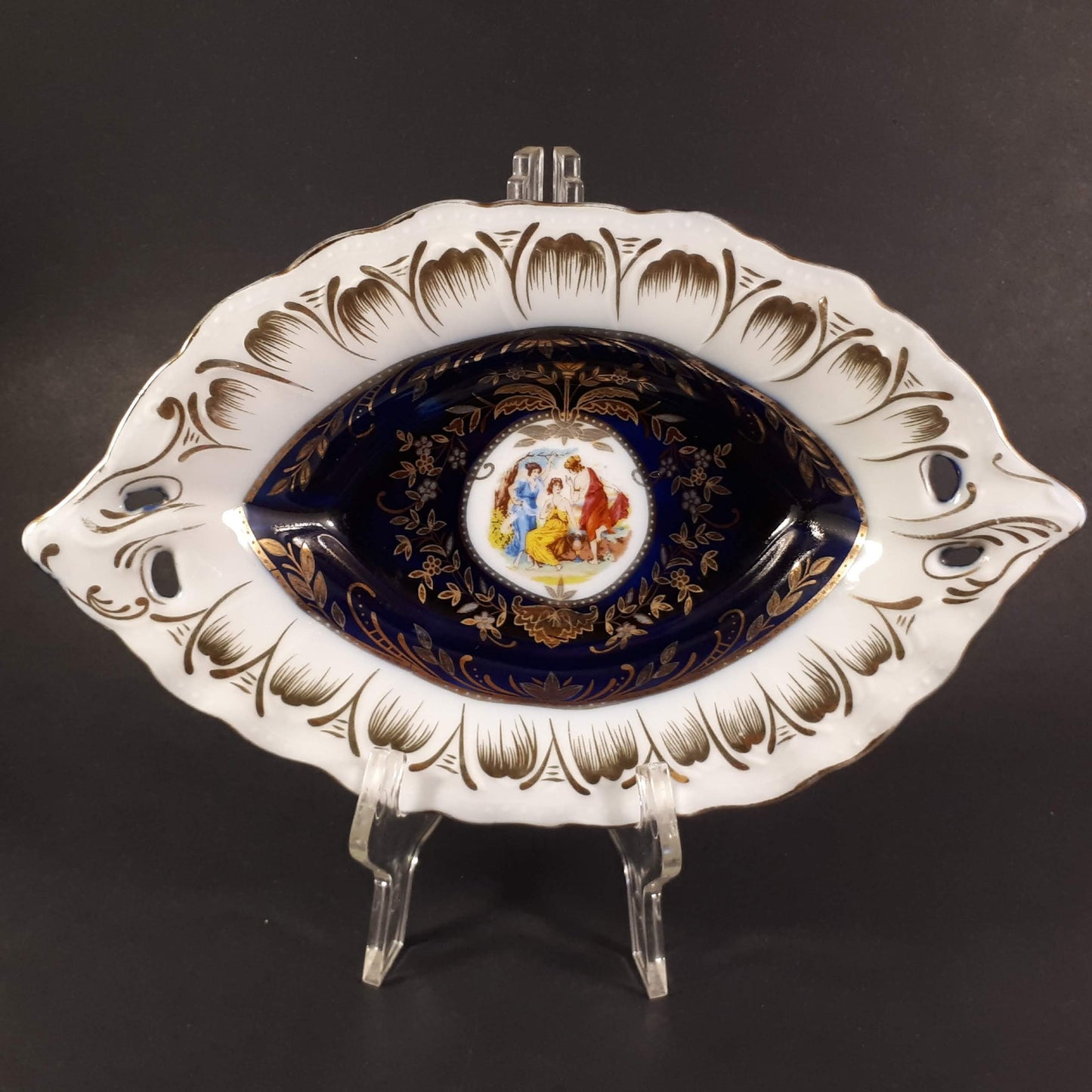 Extremely Rare Bavarie Dutch-royal 24 K T G P cobalt blue bowl
