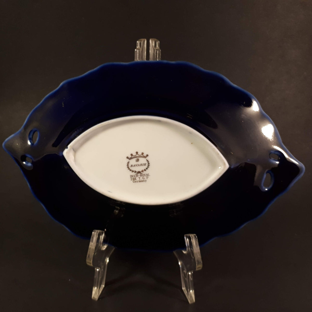 Extremely Rare Bavarie Dutch-royal 24 K T G P cobalt blue bowl