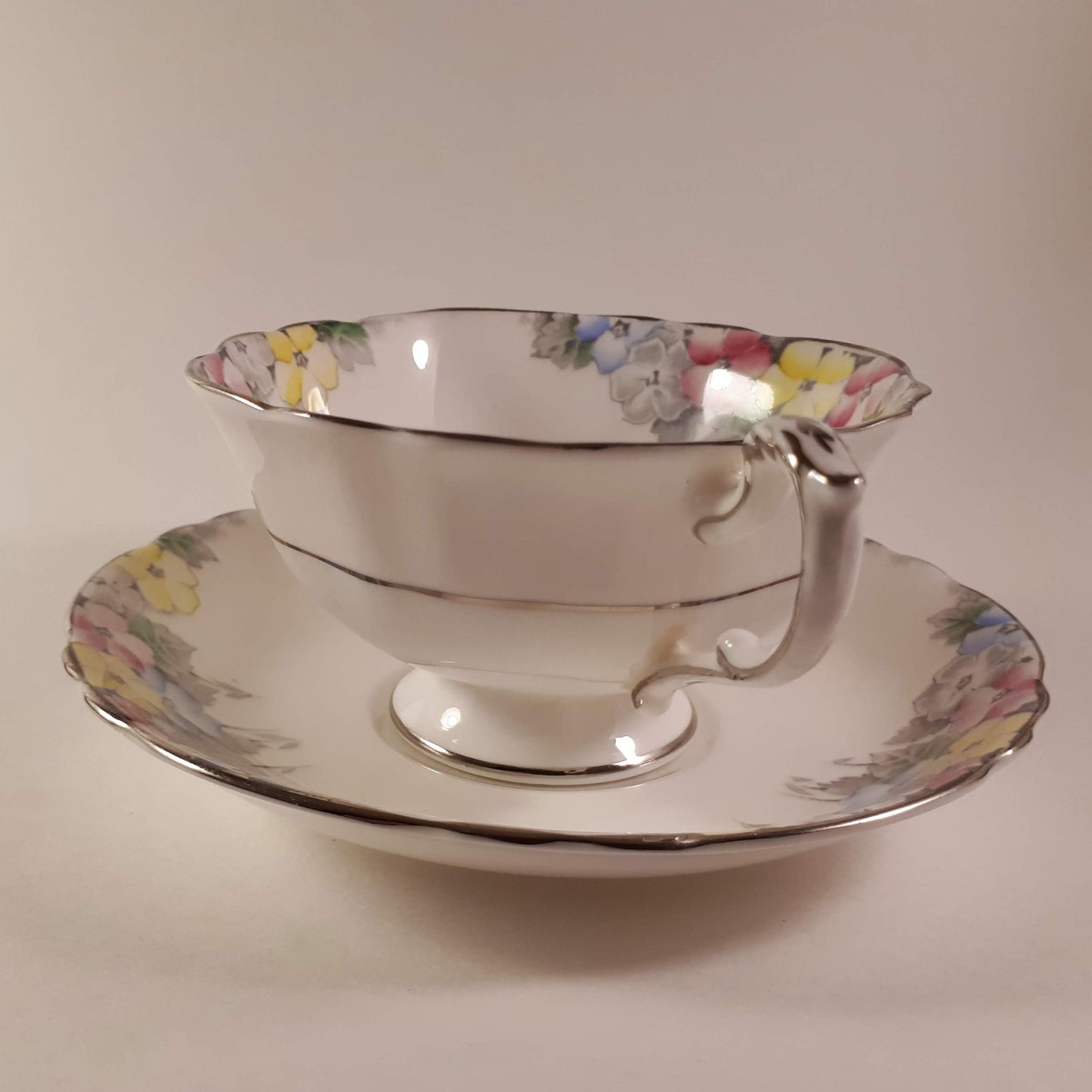 Vintage Paragon bone china floral teacup and saucer