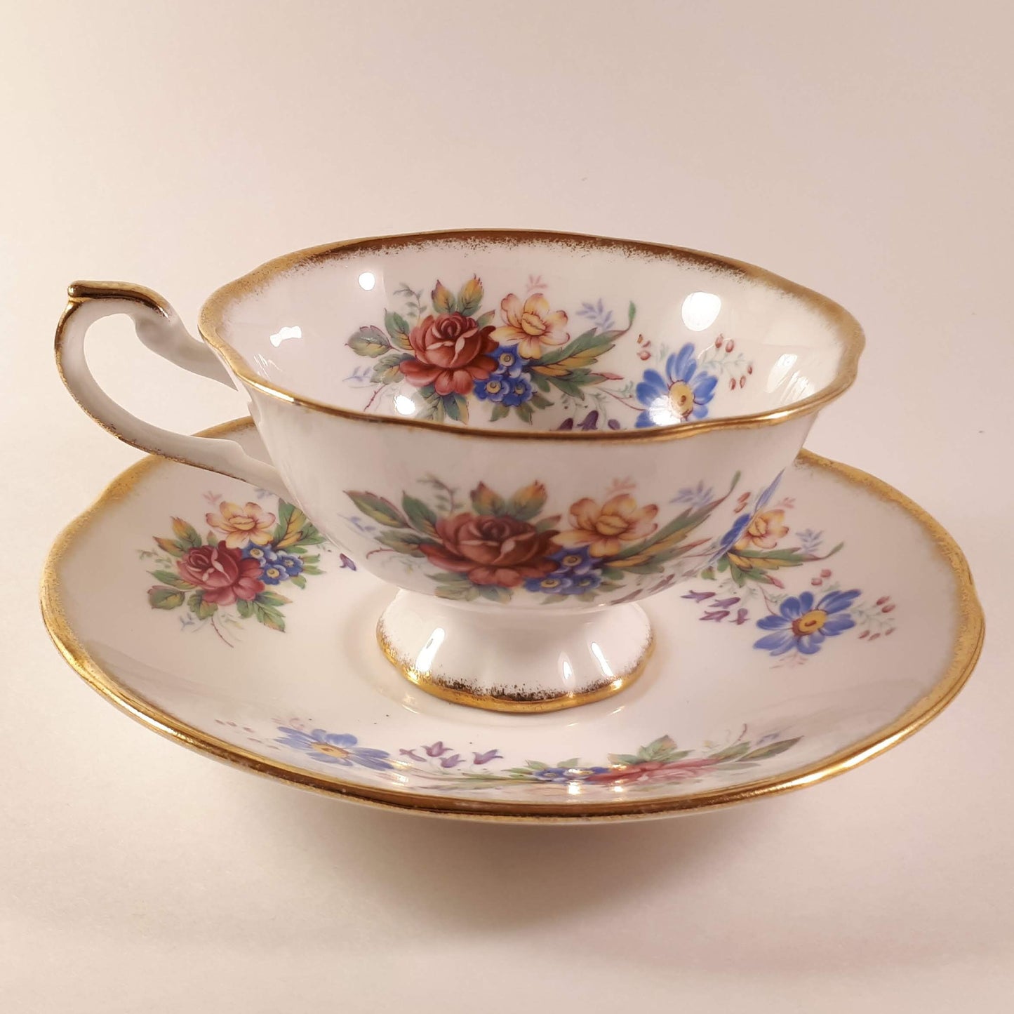 Vintage Bridgedale England, fine bone china floral teacup and saucer.
