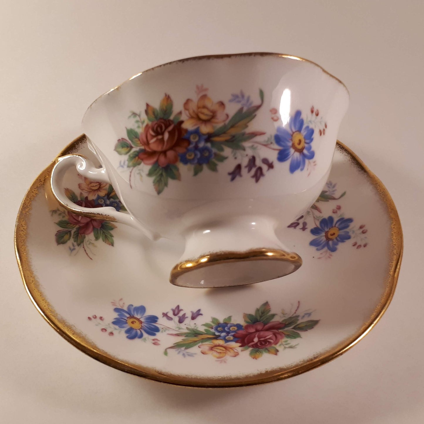 Vintage Bridgedale England, fine bone china floral teacup and saucer.