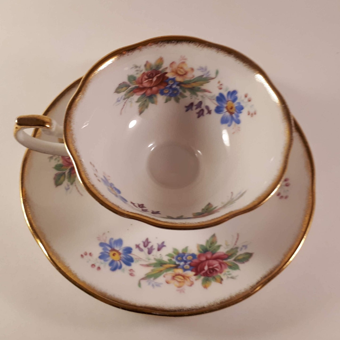 Vintage Bridgedale England, fine bone china floral teacup and saucer.