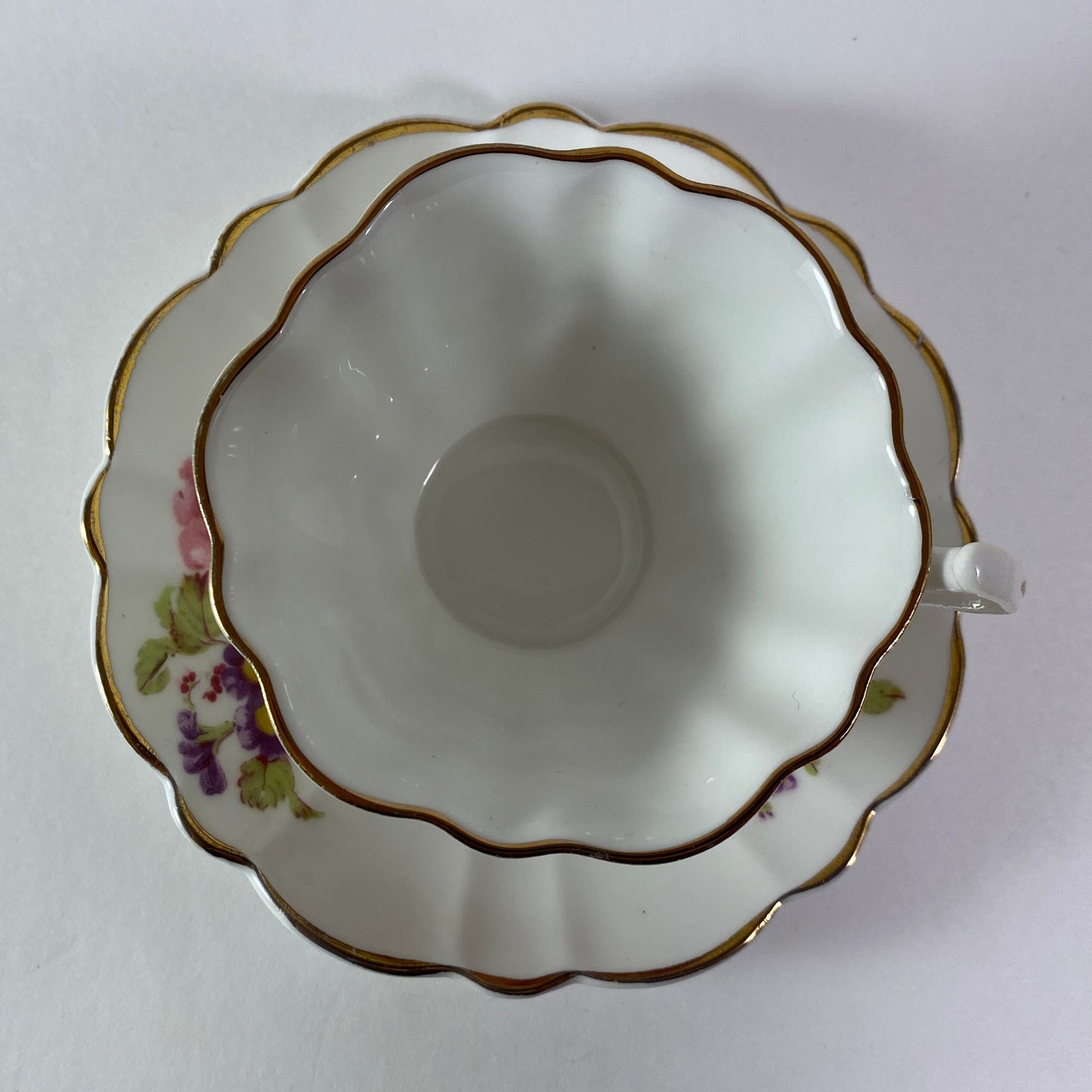 Vintage English floral bone china teacup and saucer