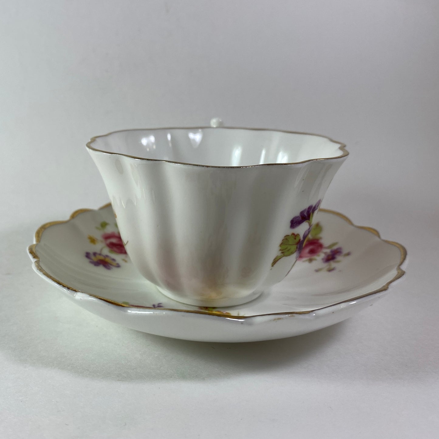 Vintage English floral bone china teacup and saucer