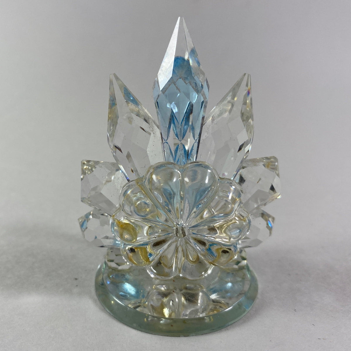 Crystal Peacock Figurine, Blue and Clear Crystals on Mirror