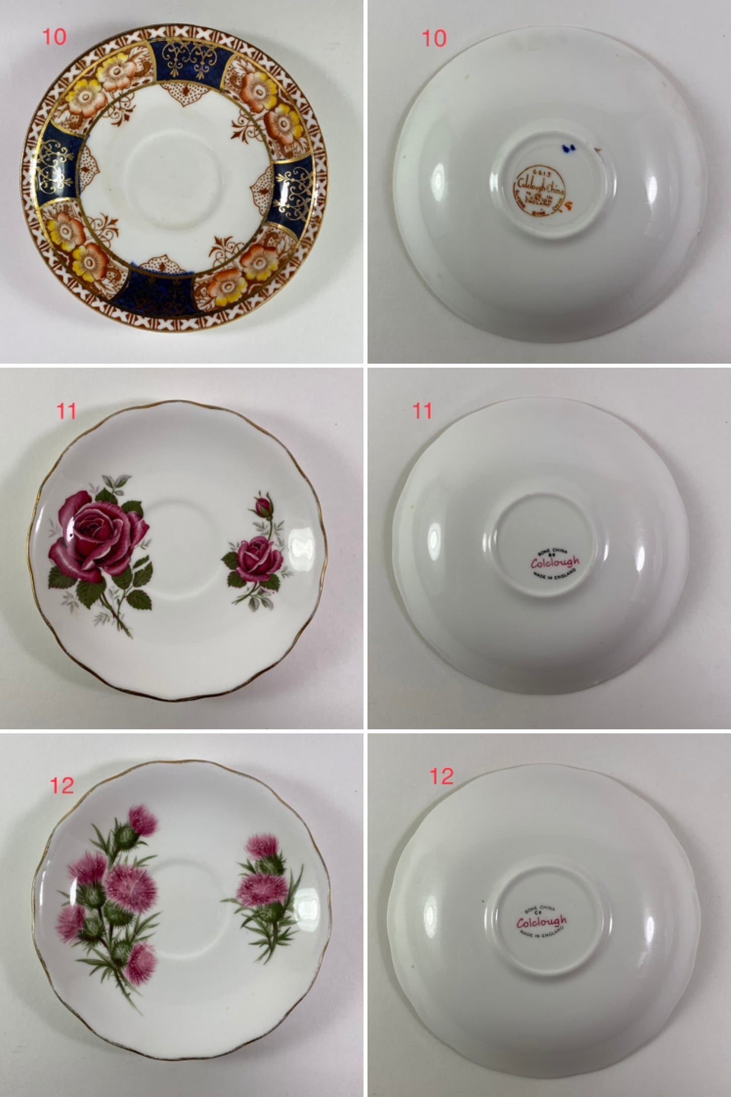 6 Royal Albert 6 Colclough orphan saucers for Replacements, bridal showers tea party
