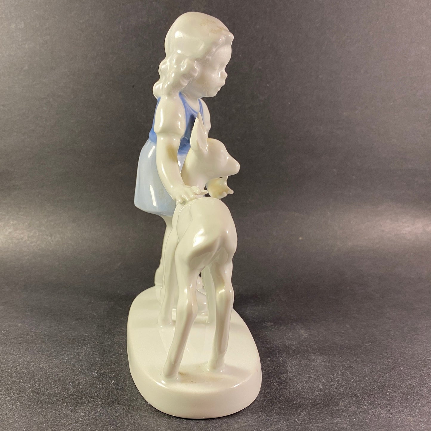 Vintage Gerold Porzellan Bavaria Germany Figurine Girl With Deer