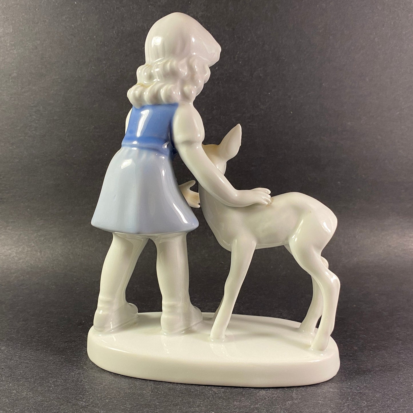 Vintage Gerold Porzellan Bavaria Germany Figurine Girl With Deer