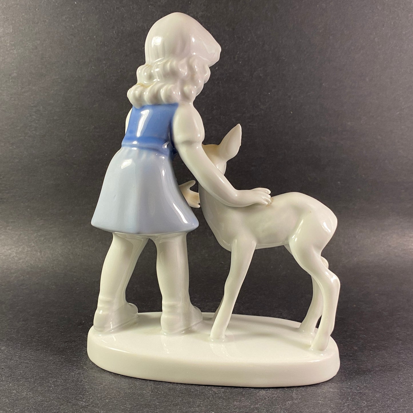 Vintage Gerold Porzellan Bavaria Germany Figurine Girl With Deer
