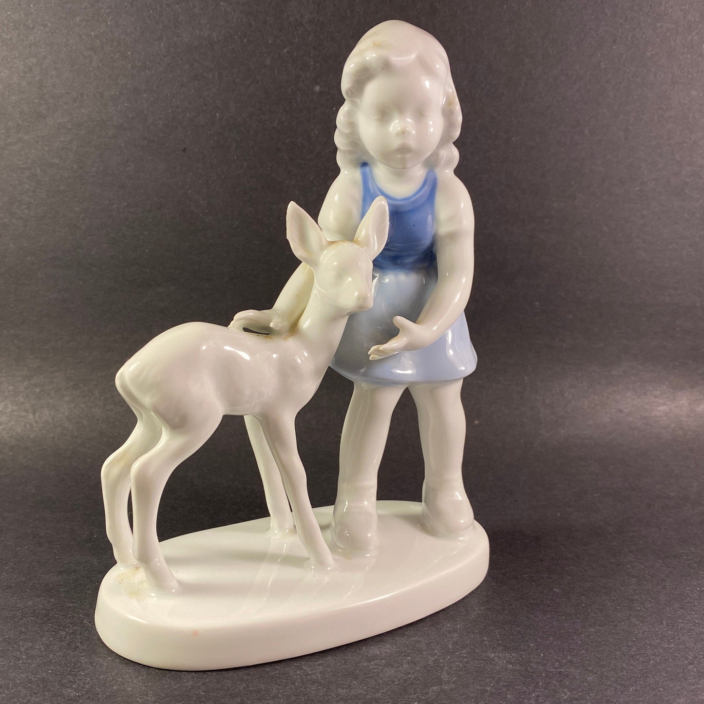 Vintage Gerold Porzellan Bavaria Germany Figurine Girl With Deer