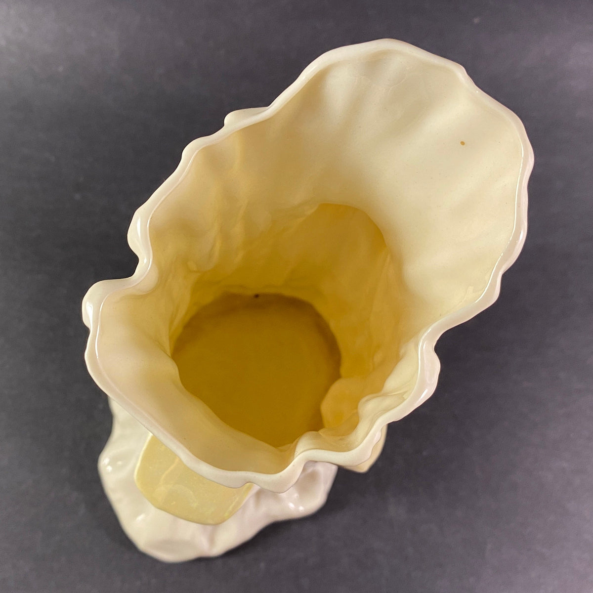 Irish Belleek Pottery 6.5" Luster Yellow Old Oak Tree Trunk Vase in Bone China