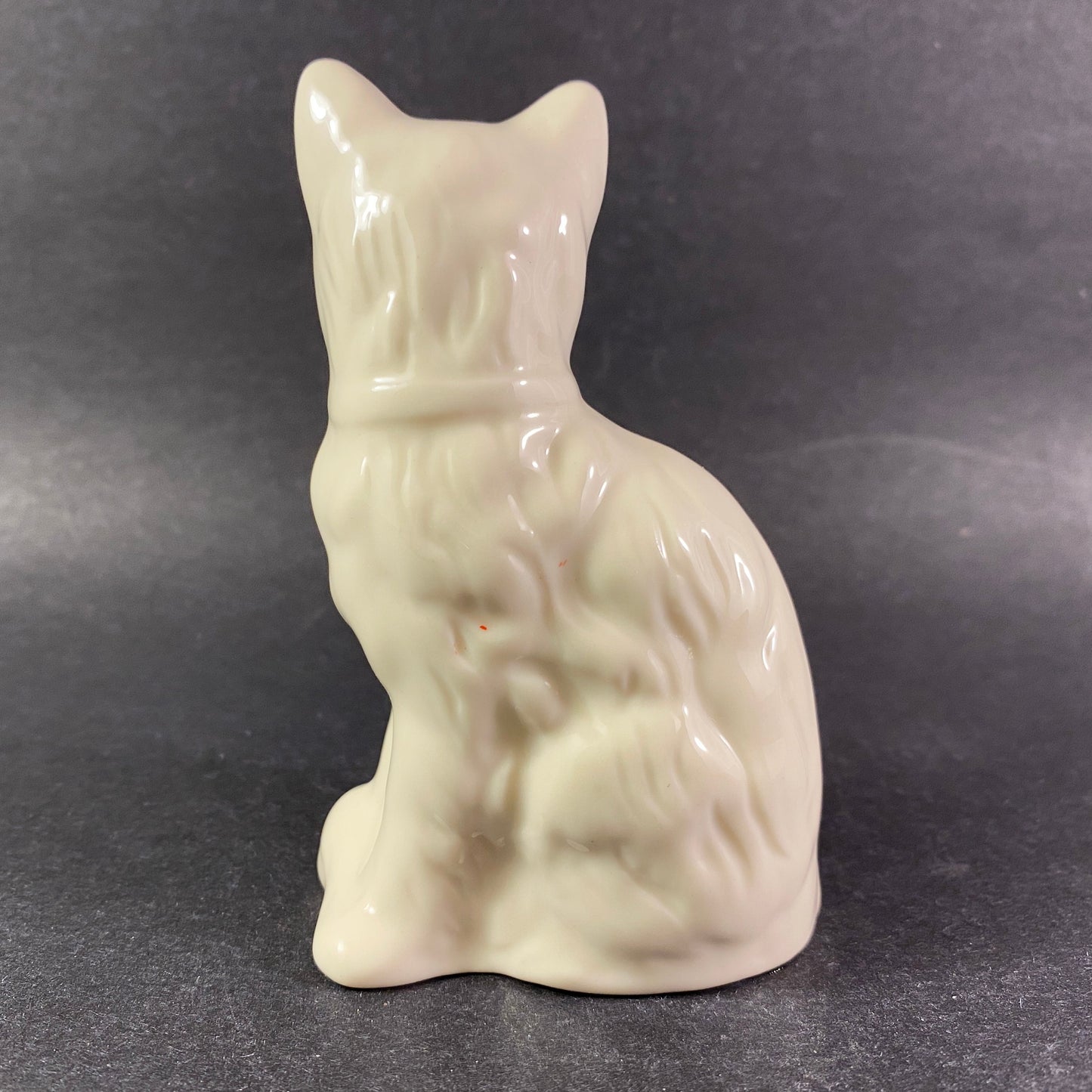 Belleek Fine Irish China Cat Figurine with Green Eyes 4" height