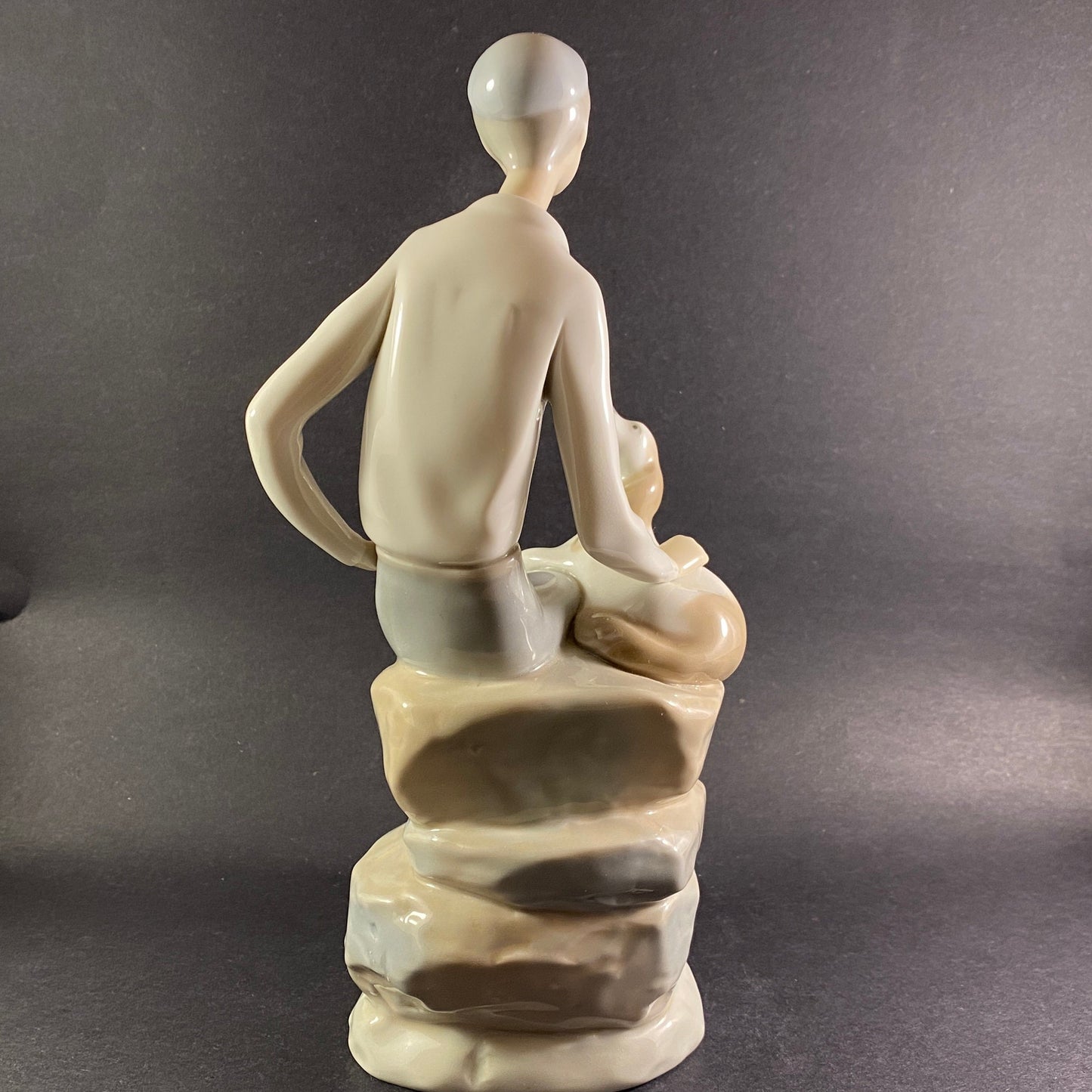 Lladro Nao Spain Shepherd with dog boy with Spaniel Dog large sculpture