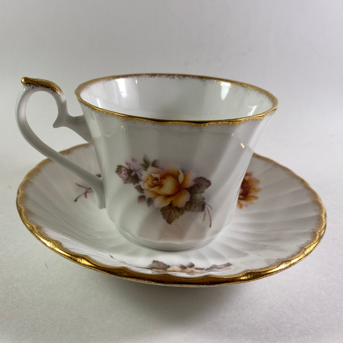 Vintage Birks Staffordshire Bone China Teacup and Saucer, Floral Roses
