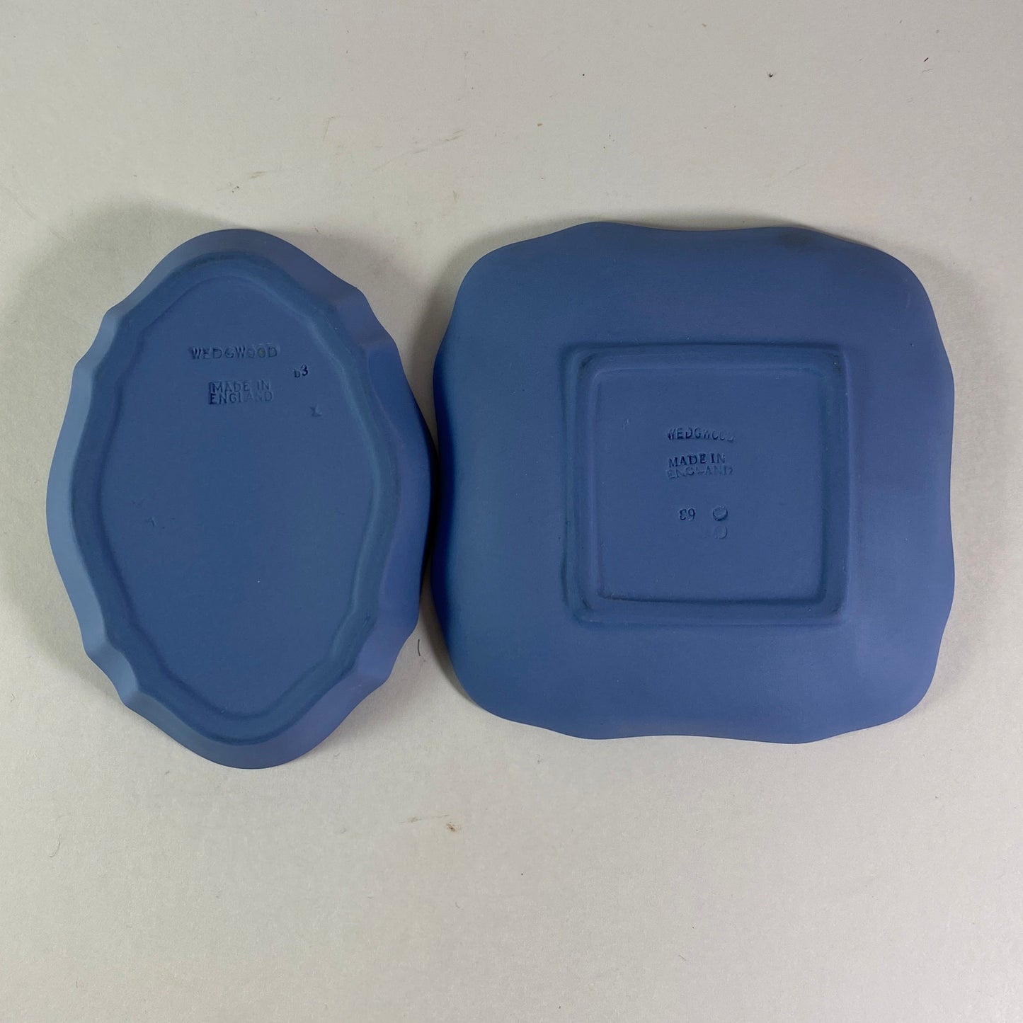 2 Wedgwood Blue Jasperware Pin dish trinkets with Cherubs design