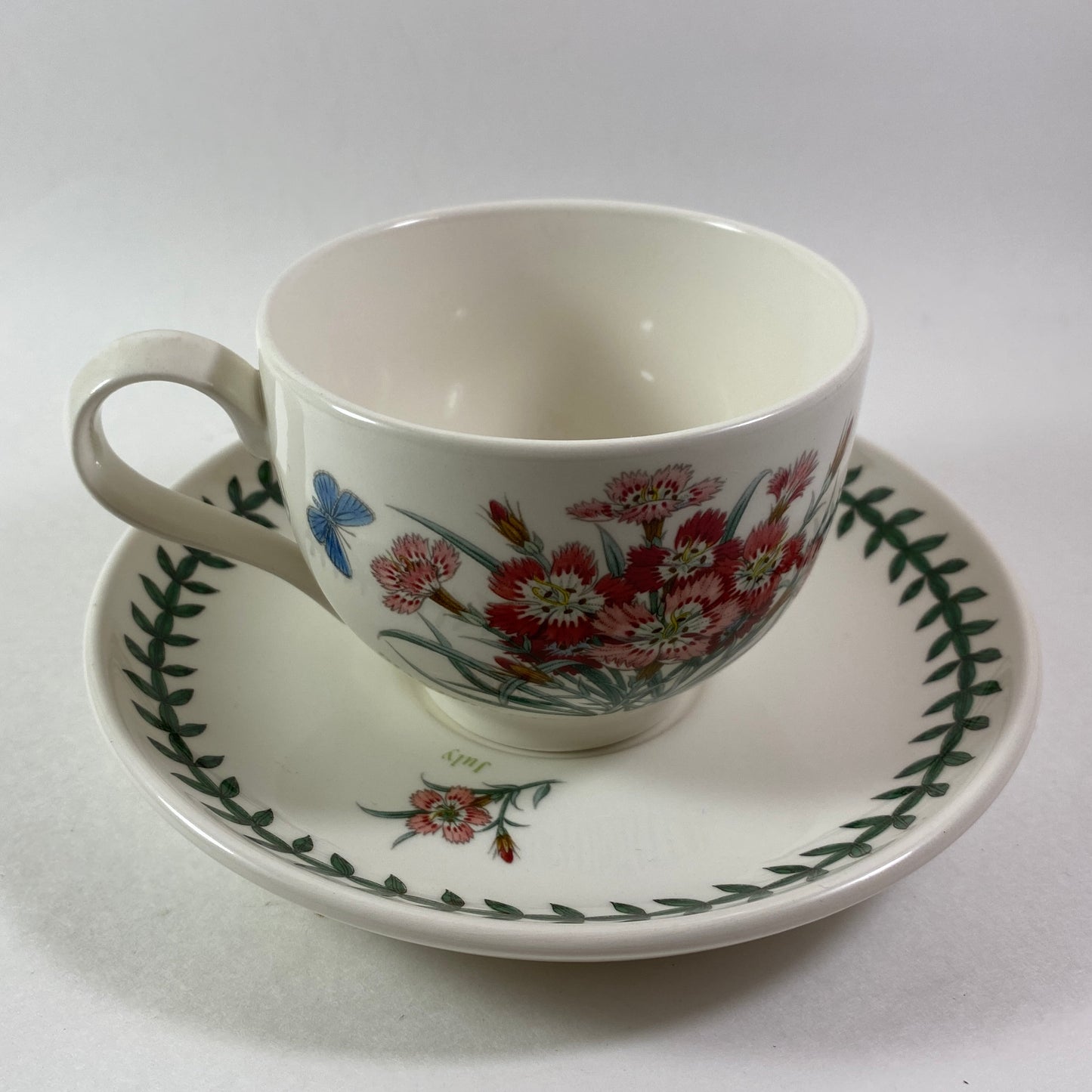 Portmeirion Botanic Garden Dianthus caryophyllaceae Pinks Month JULY Cup Saucer