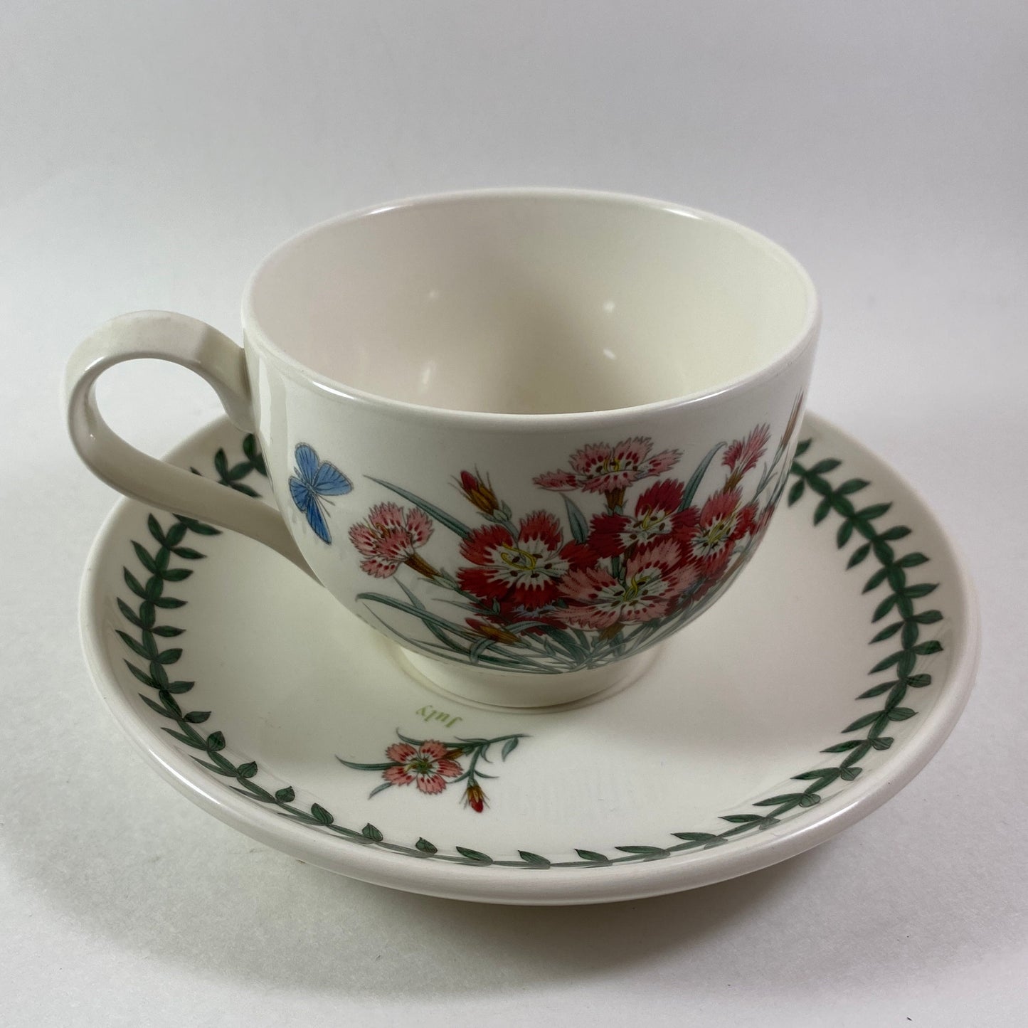 Portmeirion Botanic Garden Dianthus caryophyllaceae Pinks Month JULY Cup Saucer