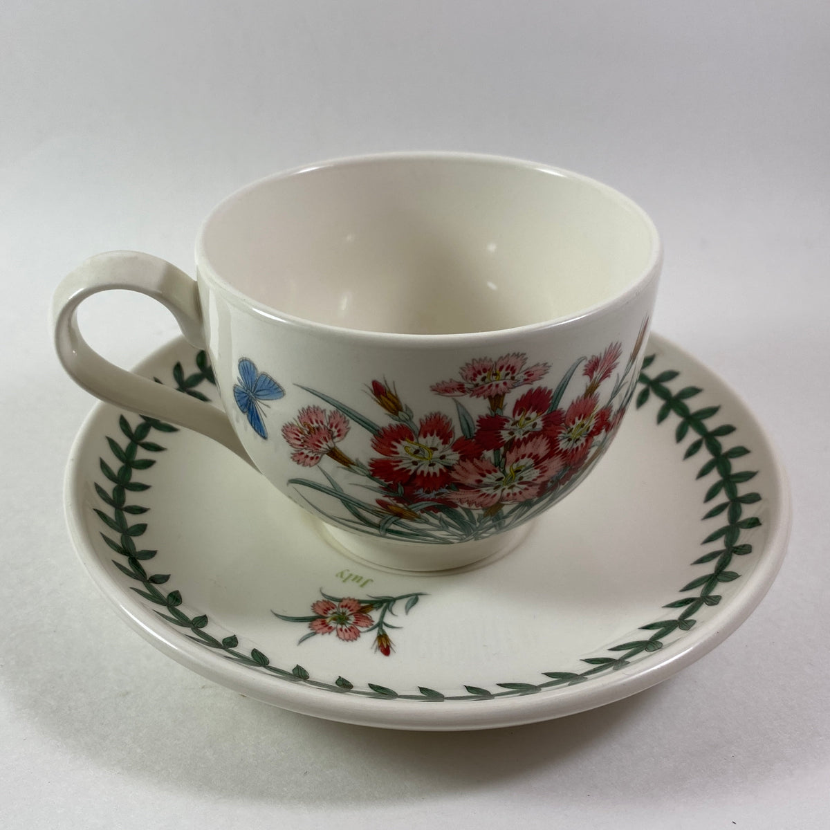 Portmeirion Botanic Garden Dianthus caryophyllaceae Pinks Month JULY Cup Saucer