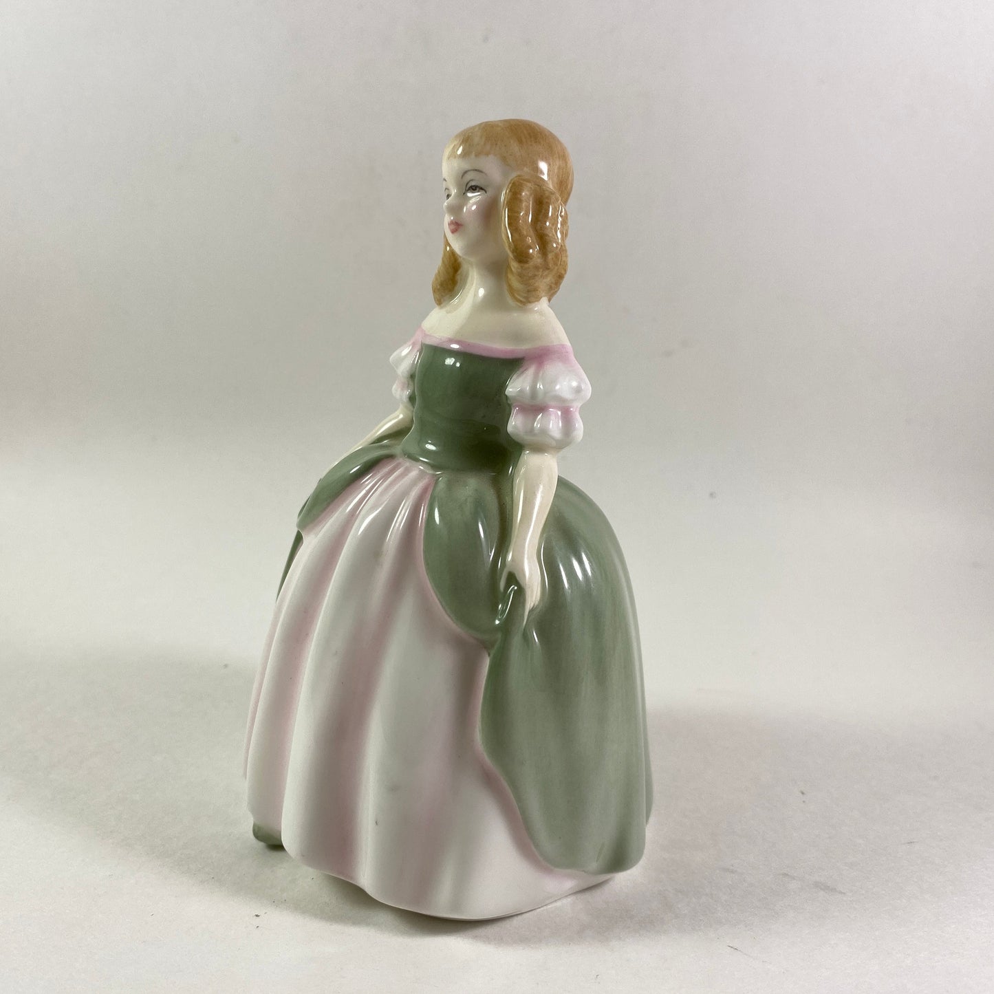 Royal Doulton Penny Figurine HN2338 COPR1967 Girl in Green & Pink Dress