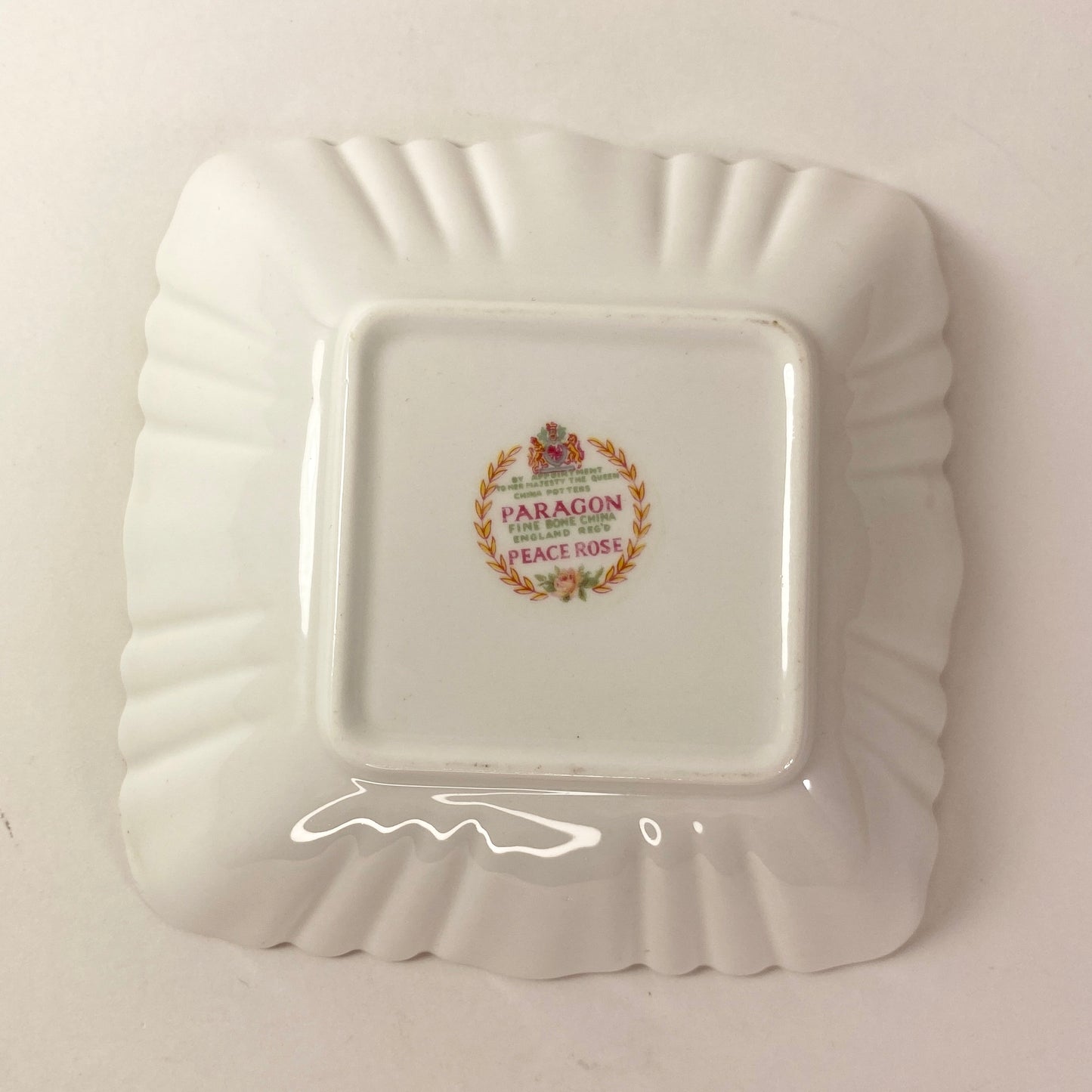 RARE Paragon Peace Rose Square Candy Bon Bon Nut Ring Dish Gold Rim MINT