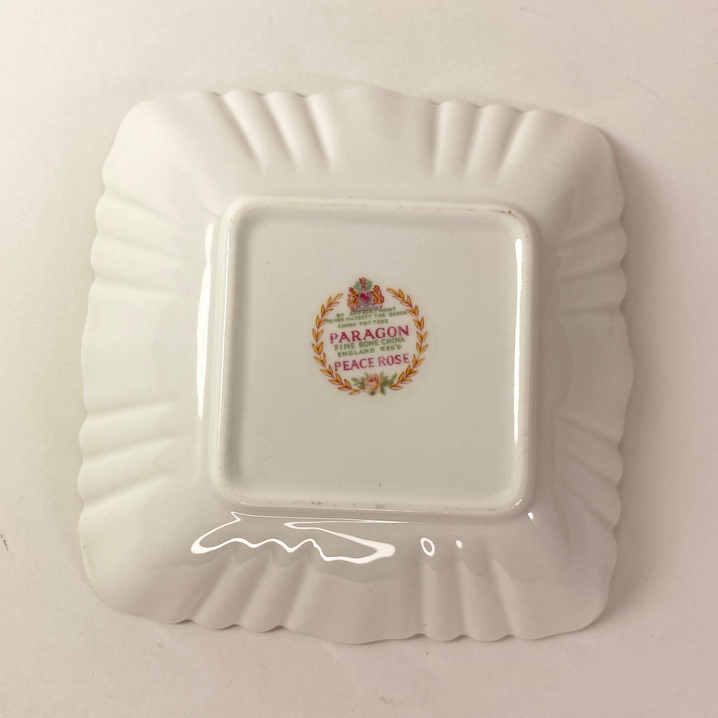 RARE Paragon Peace Rose Square Candy Bon Bon Nut Ring Dish Gold Rim MINT