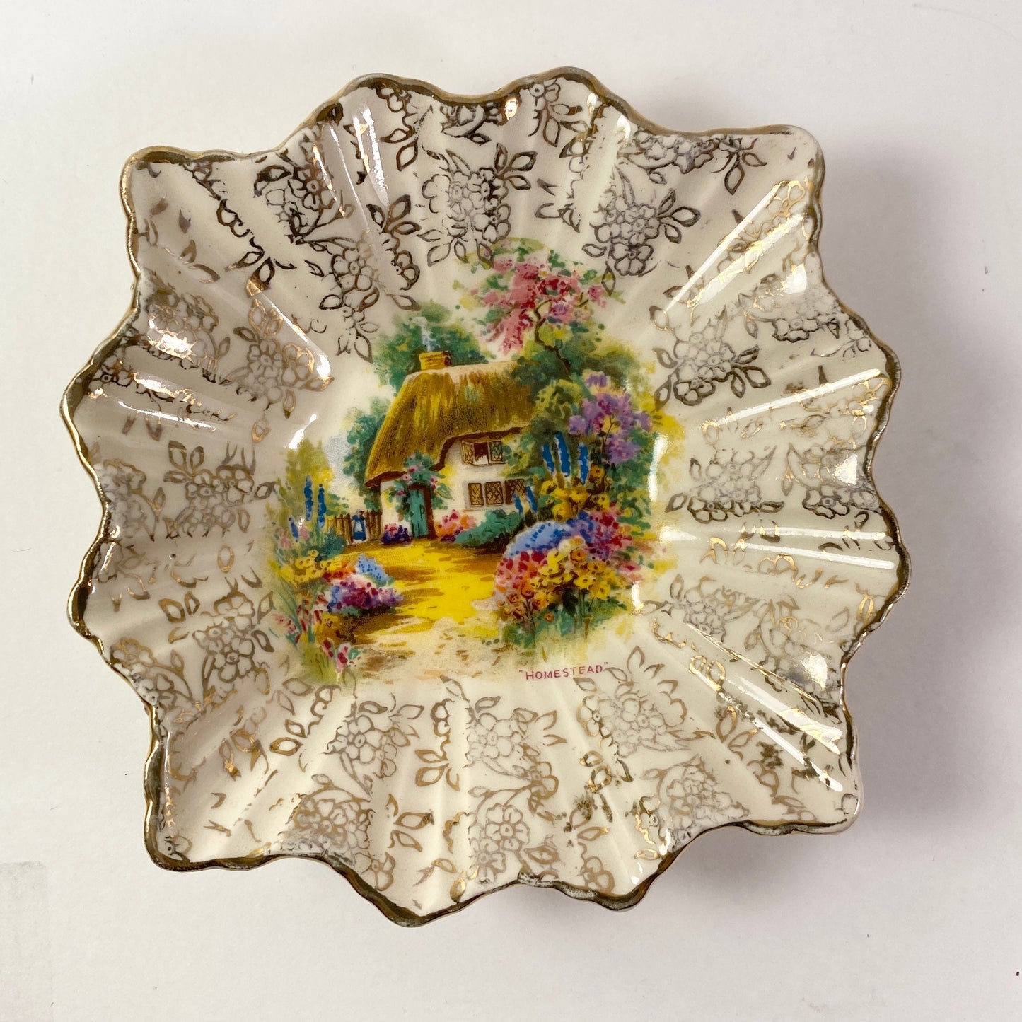 Set of two James Kent sugar bowl H&K Tunstall chintz nut dish pin dish