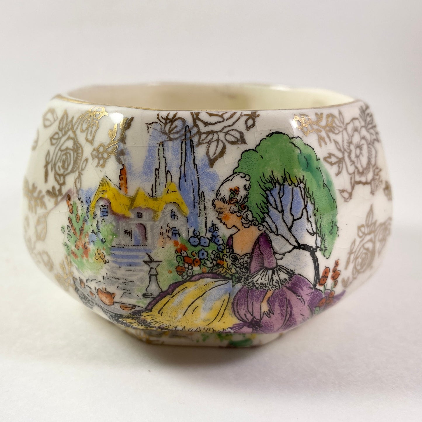 Set of two James Kent sugar bowl H&K Tunstall chintz nut dish pin dish