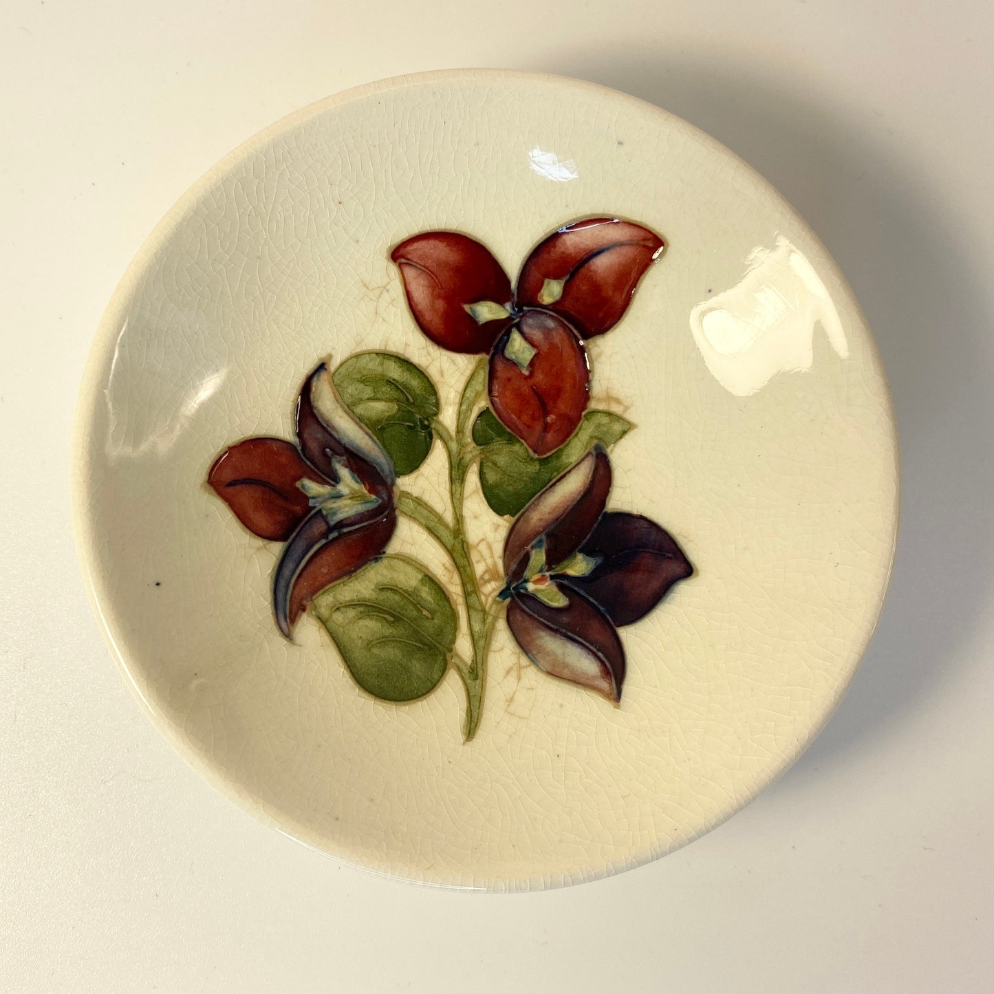 Extremely Rare MOORCROFT Bougainvillea Floral Pin Dish England