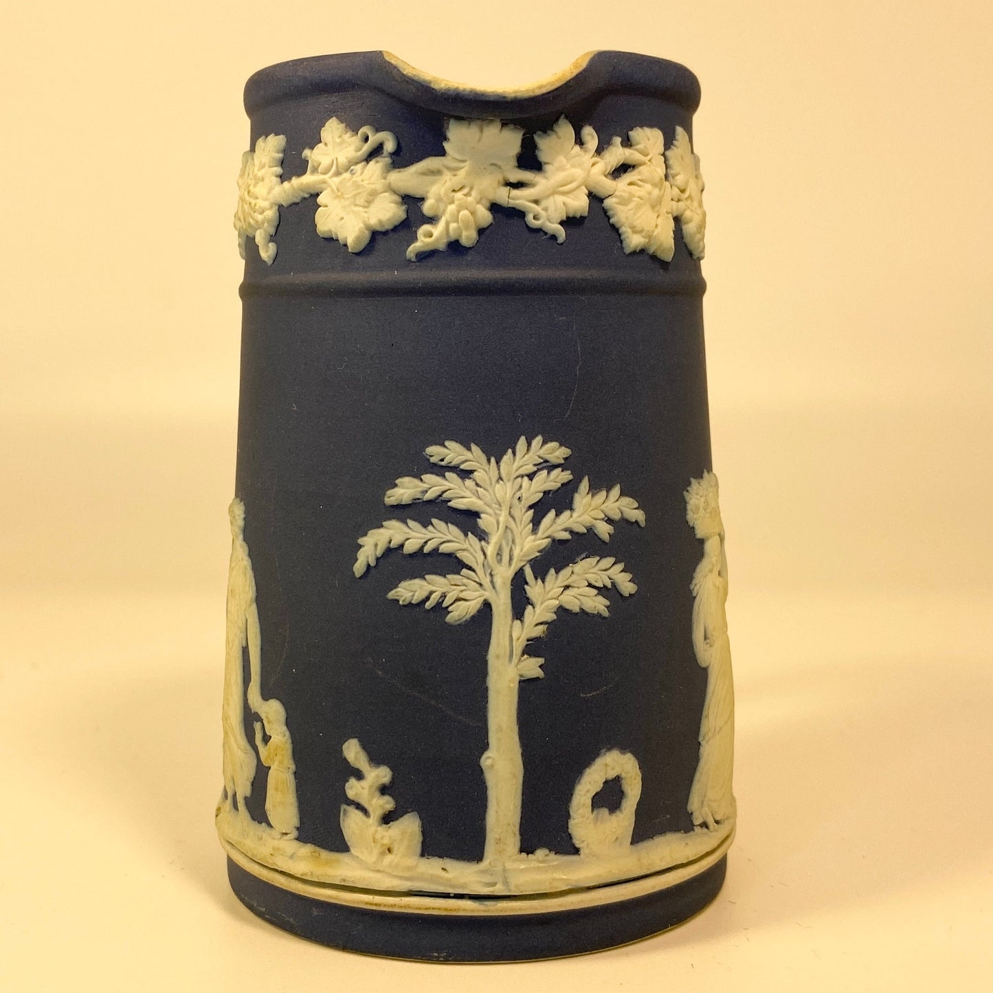 Antique WEDGWOOD Jasperware DEEP BLUE Pitcher 4" Tall 19th Century