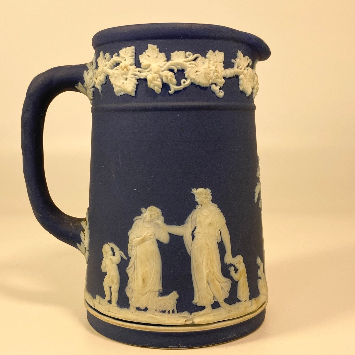 Antique WEDGWOOD Jasperware DEEP BLUE Pitcher 4" Tall 19th Century