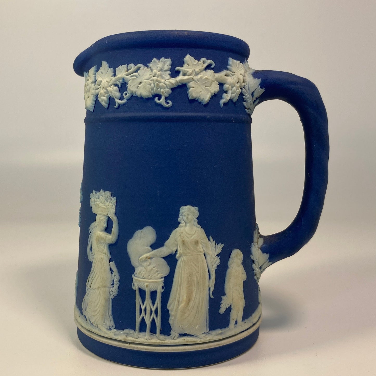 Antique WEDGWOOD Jasperware DEEP BLUE Pitcher 4" Tall 19th Century
