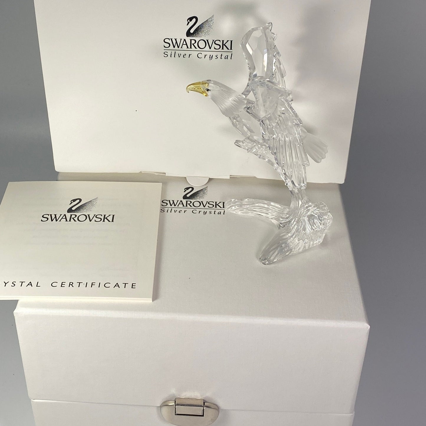 SWAROVSKI Silver Crystal large Figurine Bald Eagle American Pride 248003 MIB