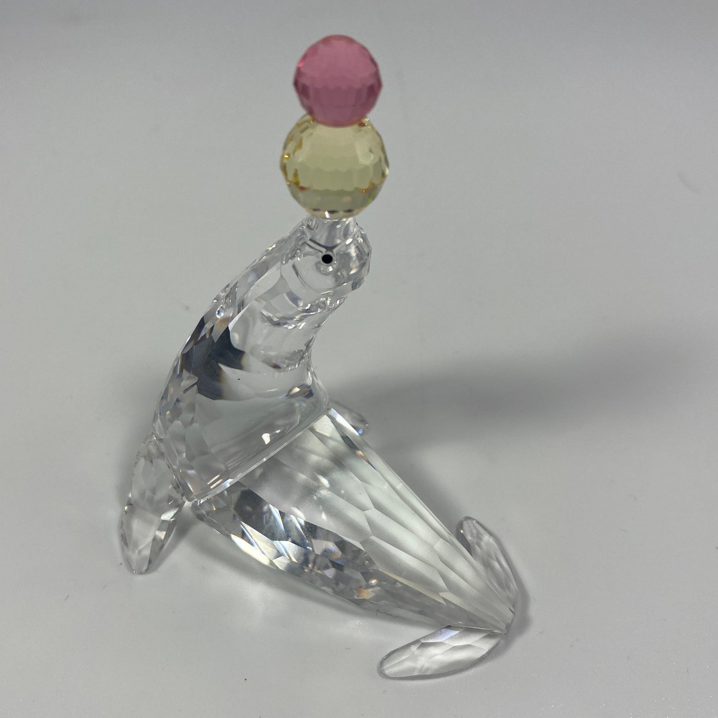 SWAROVSKI Crystal PLAYING SEAL With Pink and Yellow Balls 622526