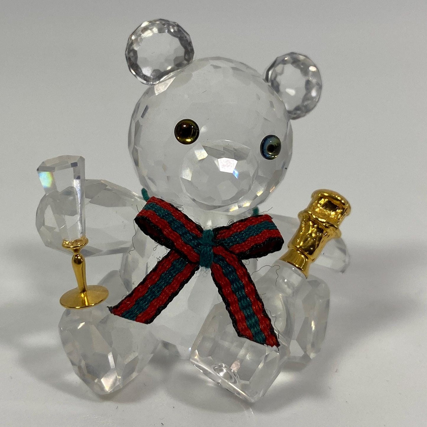 RARE!! Swarovski Crystal Kris Bear w/Champagne bottle and Flute, Original Box