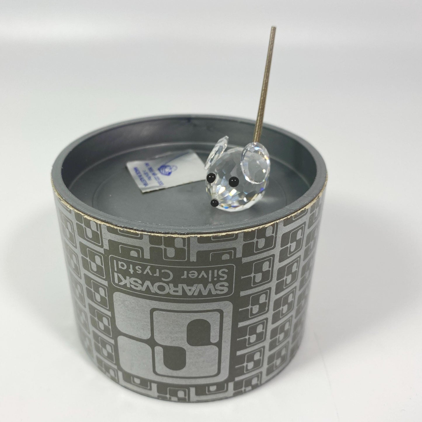 Swarovski Crystal Mouse with Wire Spring Tail Mini Figurine with original Box