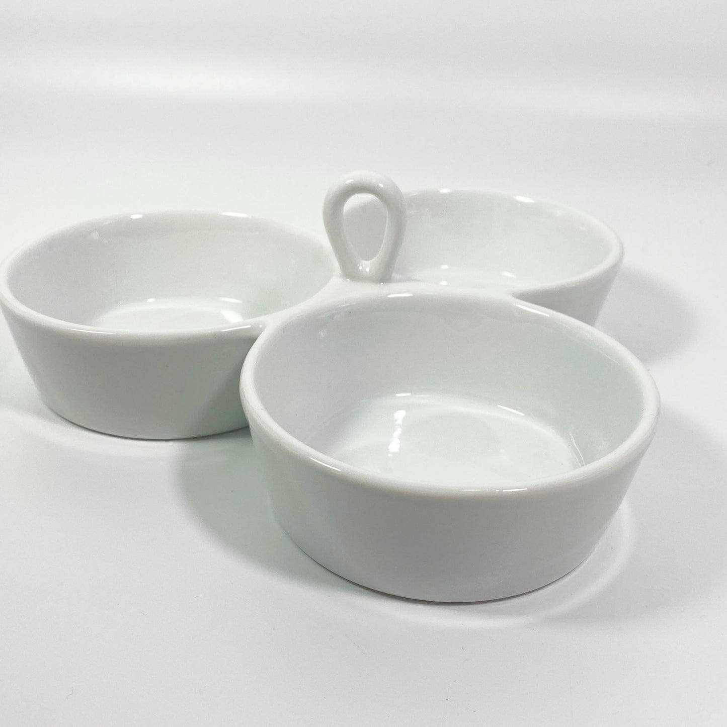 Verdici design Italian Porcelain triple Serving Dips Condiments Nuts dish