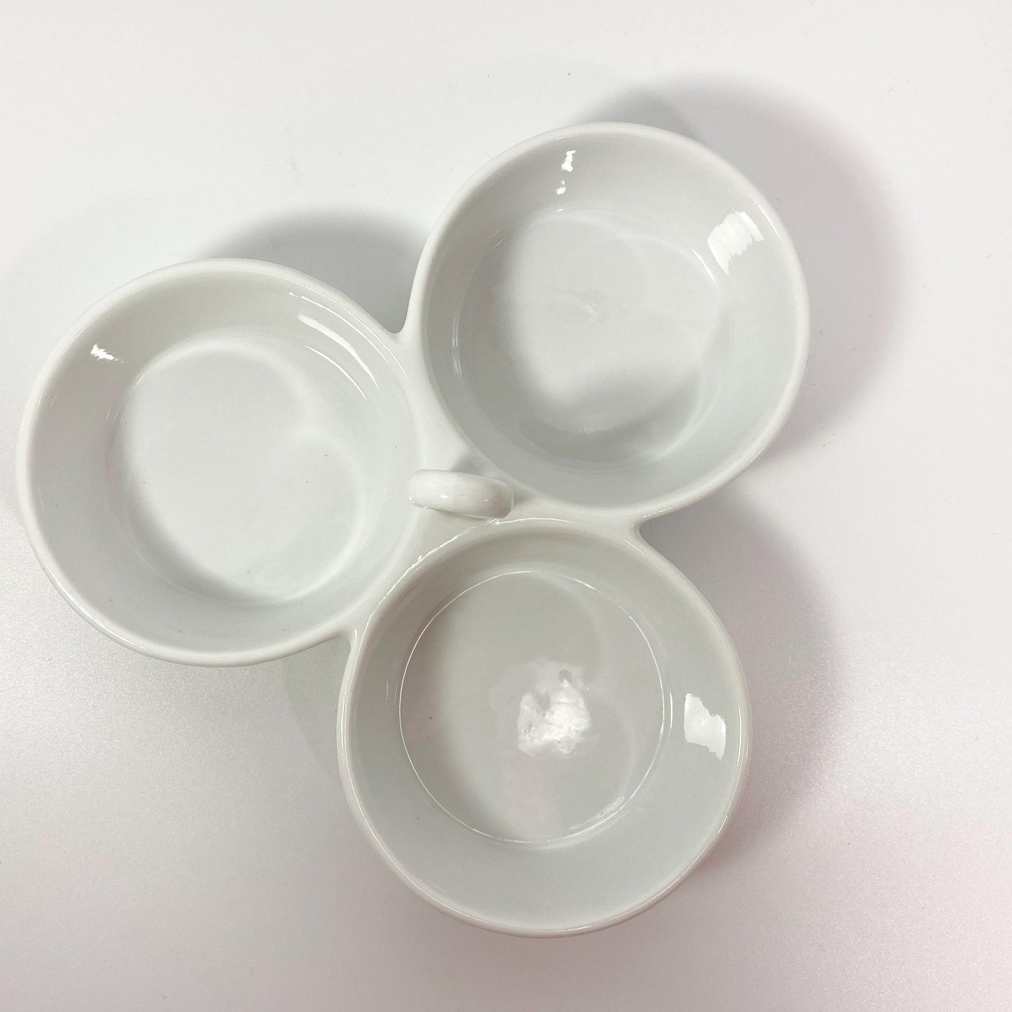 Verdici design Italian Porcelain triple Serving Dips Condiments Nuts dish