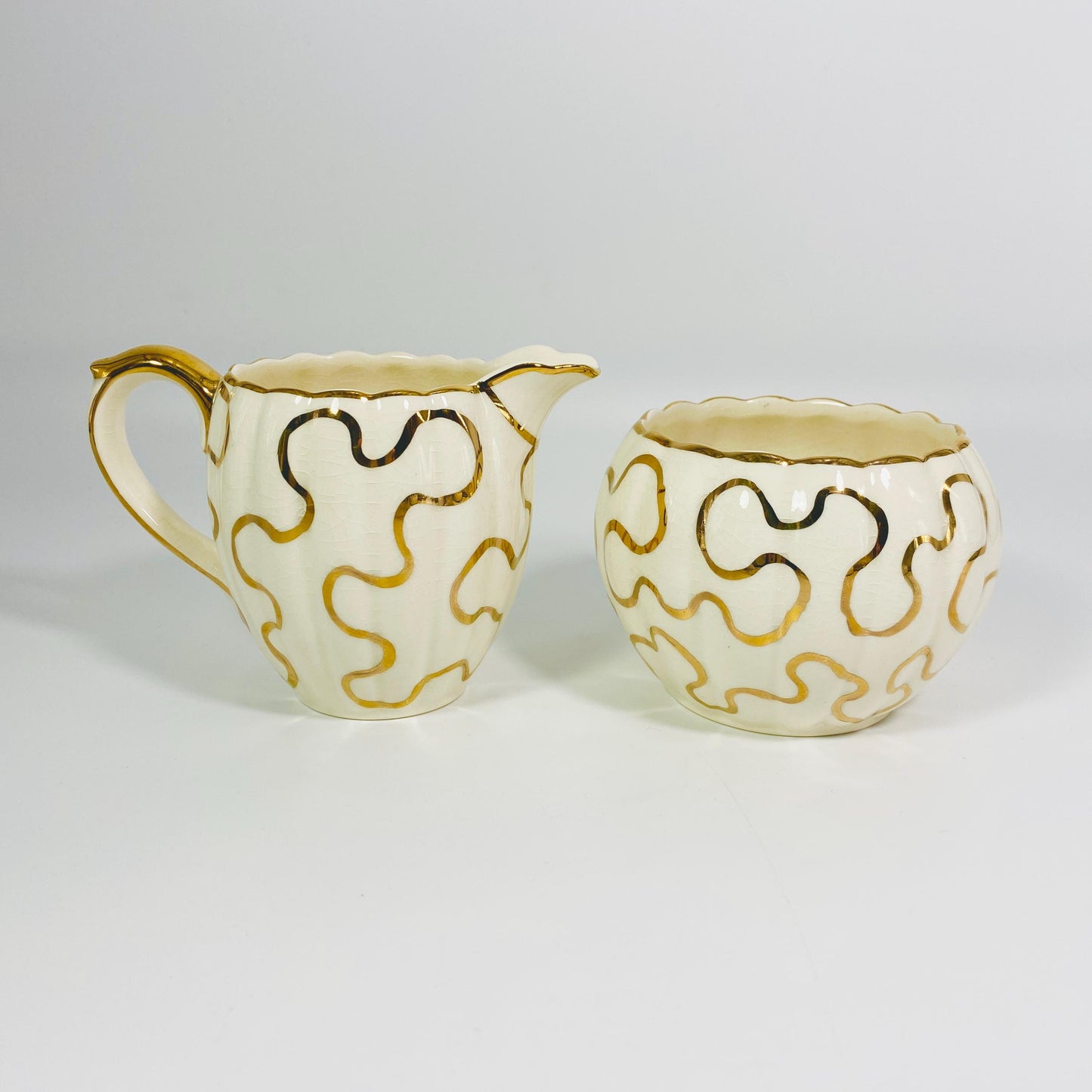RARE !! Gibsons Numbered Staffordshire England Creamer Open Sugar Bowl Set