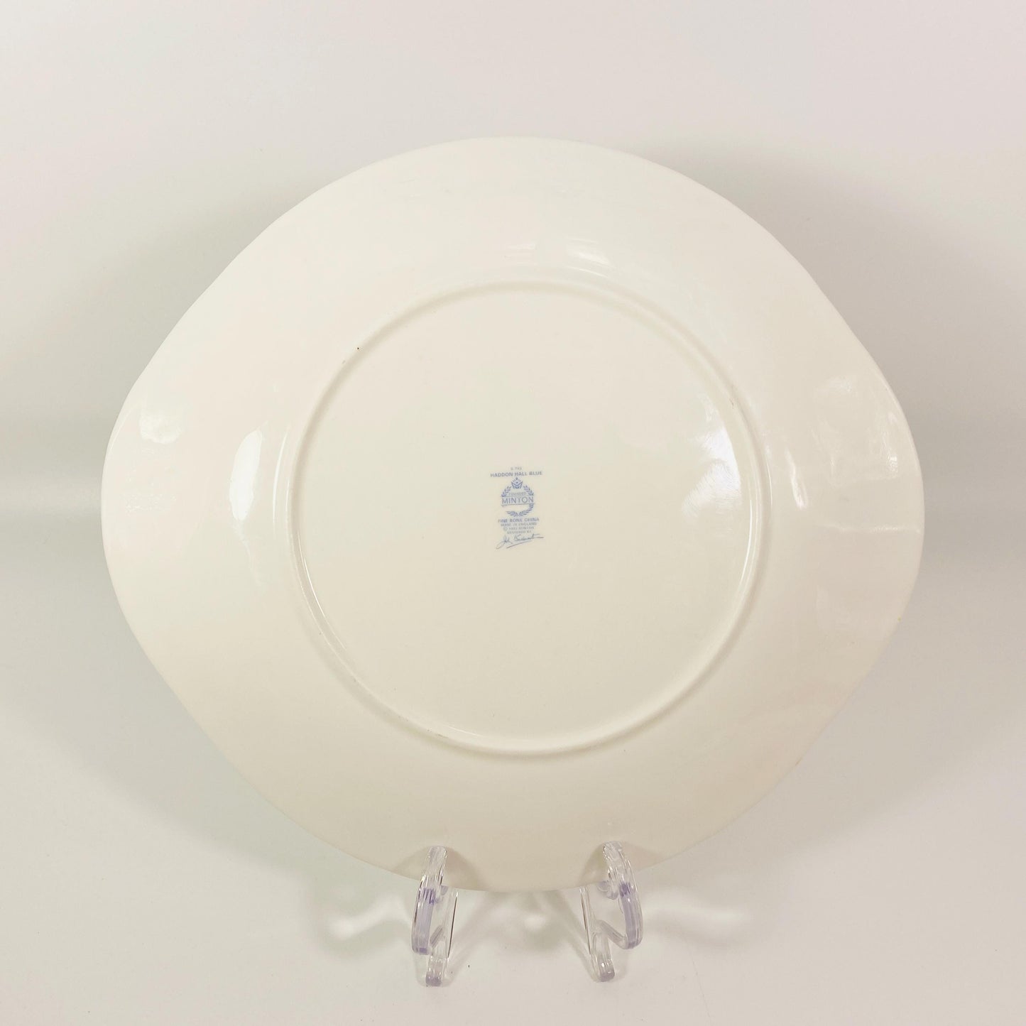 1993 Minton signed Haddon Hall Blue Cake Plate Bone China Made In England