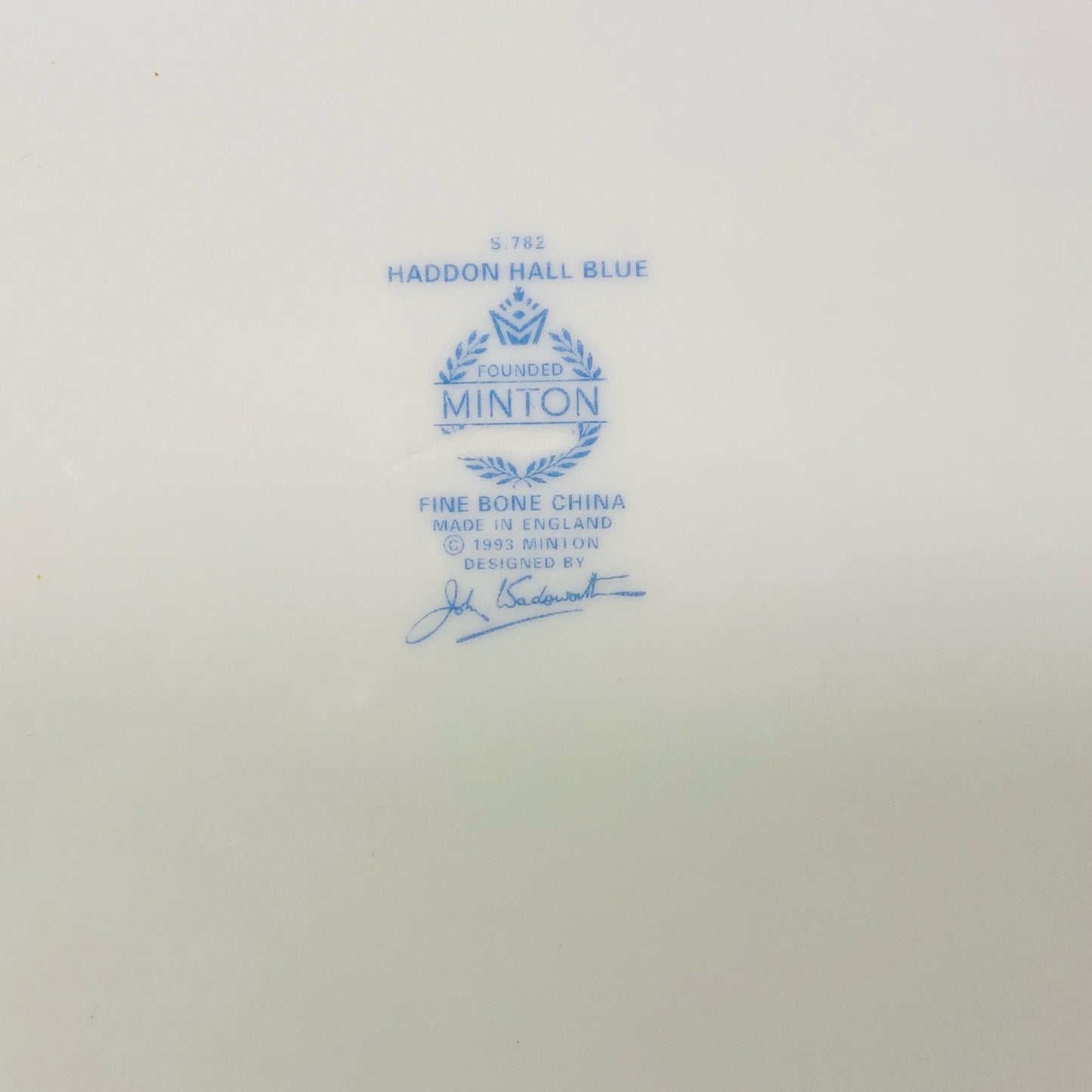 1993 Minton signed Haddon Hall Blue Cake Plate Bone China Made In England