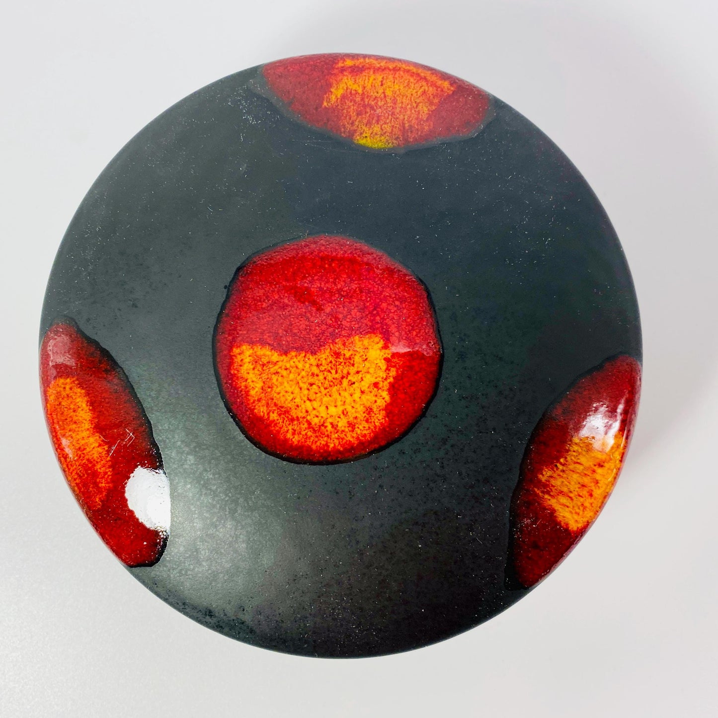 RARE !! Poole pottery lava drip volcano galaxy round trinket with lid